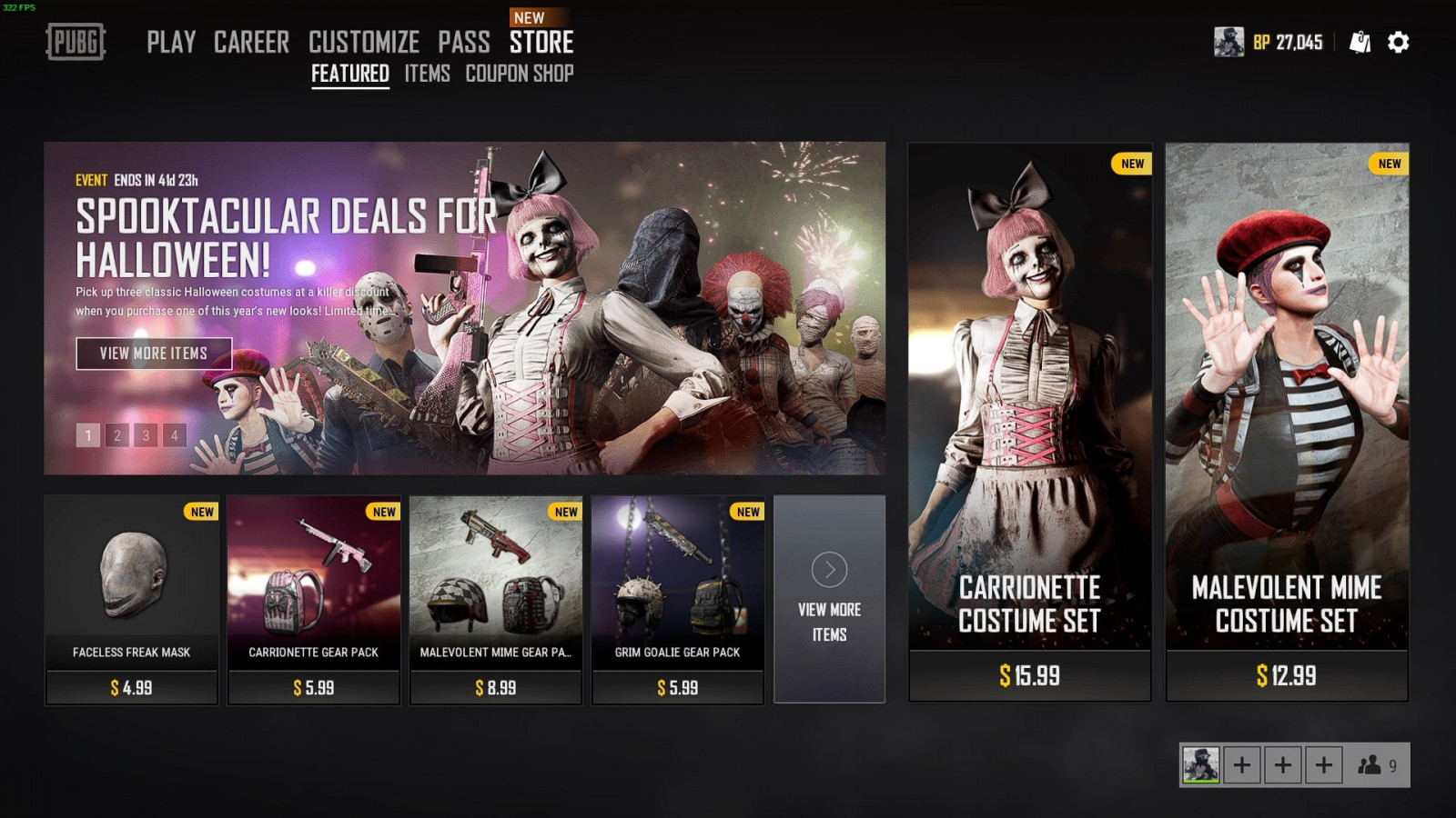 Halloween skins available for