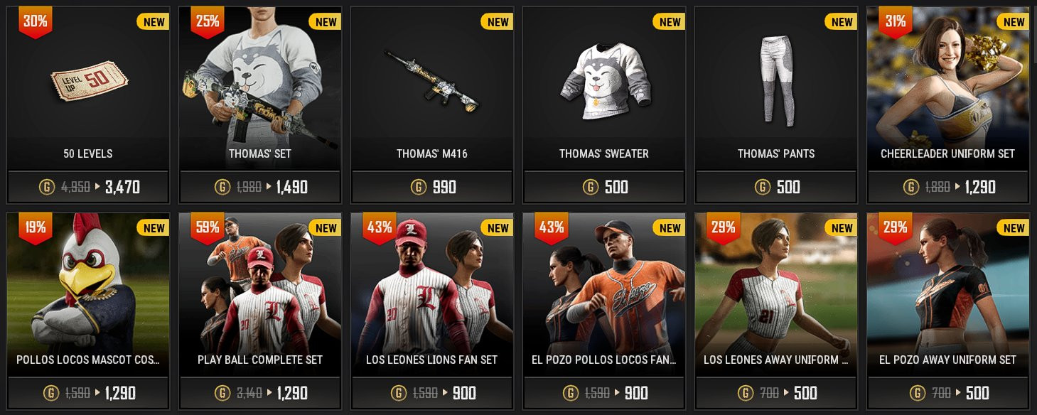  PUBG shop  added several skins available for purchase